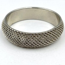 Vintage Silver Tone Mesh Wrap Bangle Bracelet Bold Chunky Statement Jewelry Boho