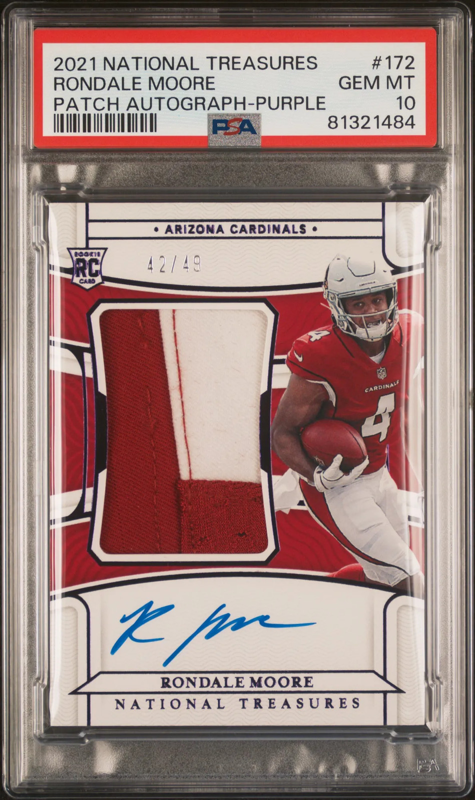 Rondale Moore Panini National Treasures #172 Patch Autograph-Purple