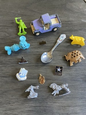 Vintage Estate JUNK DRAWER Lot Lapel Pins Mickey Mouse Spoon Elephant