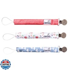 Copper Pearl Pacifier Clip 3-Pack: Premium Knit Binky Clips for Baby Girls an