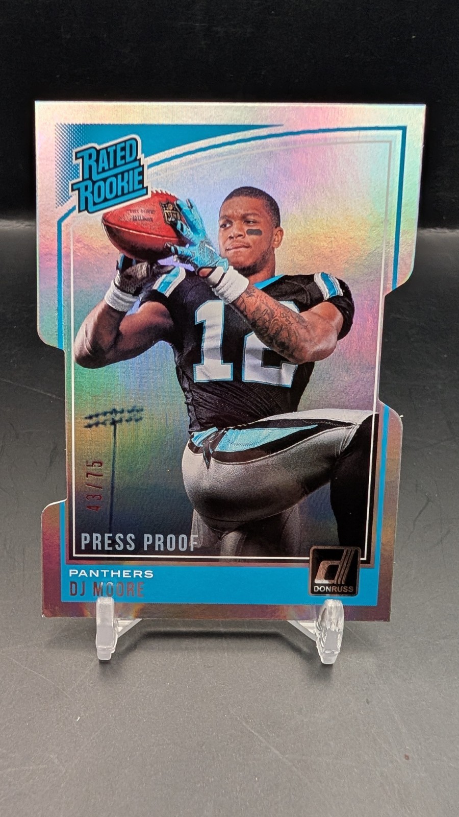 2018 Panini Donruss Rated Press Proof Silver Die-Cut /75 DJ Moore #316 Rookie RC