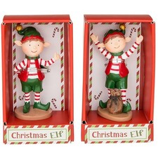 Christmas Elf Figurines Small Set of 2 Ideal for Christmas Eve Boxes