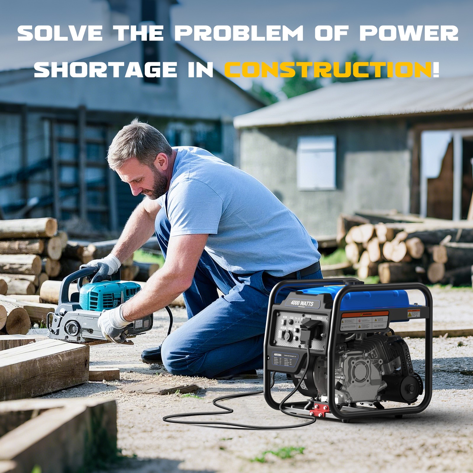 4000Watt Portable Gasoline Generator 4 Stroke 208cc Engine Gas Powered Generator