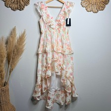 Layered with love floral maxi dress tiered high-low ruffled XL