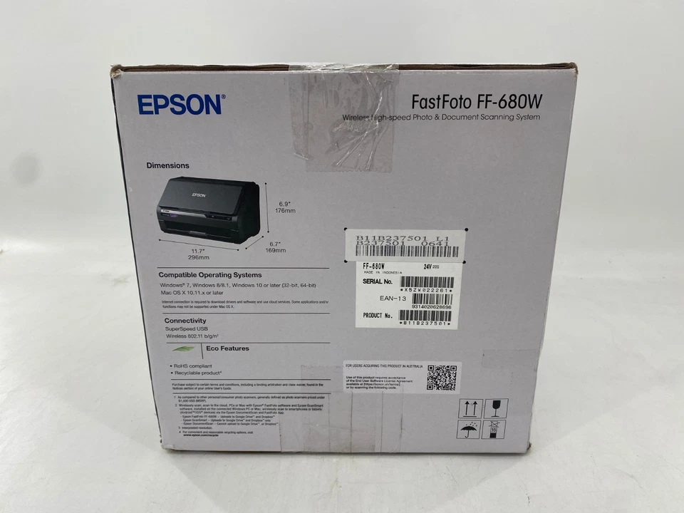 Epson FastFoto FF-680W High-Speed Wireless Desktop Photo Scanner New Open Box - Image 3 of 4
