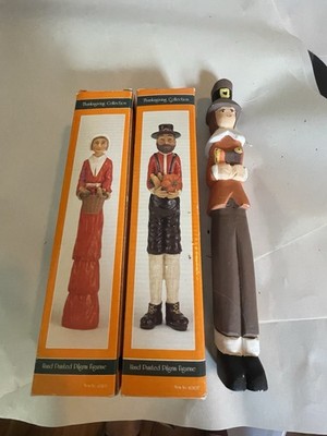 Vintage THC Three Hands Corp Thanksgiving Pilgrim Figurines Set w/ Boxes