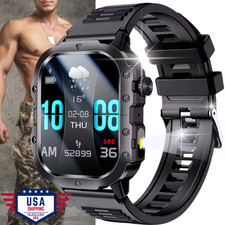Military Smart Watch Men Android Rugged Tactical Fitness Tracker LED Flashing