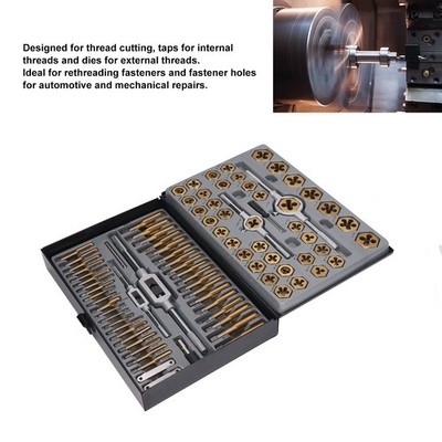 86x Tap Die Set Plated Carbide Essential Threading Rethreading Tool Kit