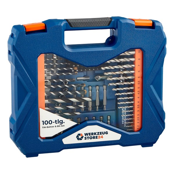 Ws24 Tin-Bohrer Und Bit-Set 100 Tlg. In Kunststoffkoffer - WS24-100098-image