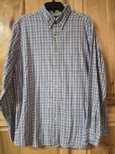 Chaps Dress Shirt Button Down Men's Size Large Blue Plaid