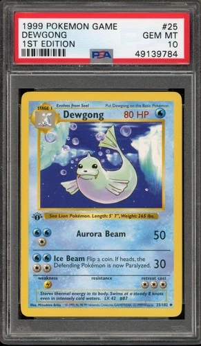 Pokemon Dewgong Base Set Shadowless 1st Edition #25 PSA 10 Gem Mint