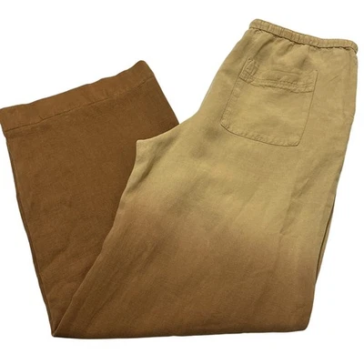 C&C California Pants Brown Ombre Linen Blend Size M Pull On Wide Leg Beach Boho - Image 1 of 4