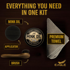 4-In-1 Mink Oil Leather Conditioner Kit   3.52Oz Waterproof Paste with Horseh...