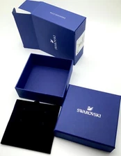 NWT Swarovski Empty Jewelry Hard Box Navy Blue Velvet Inside