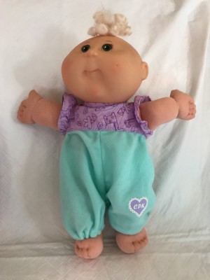 2004 Cabbage Patch Kids Baby Doll Play Along White Curly Hair Green Eyes EUC
