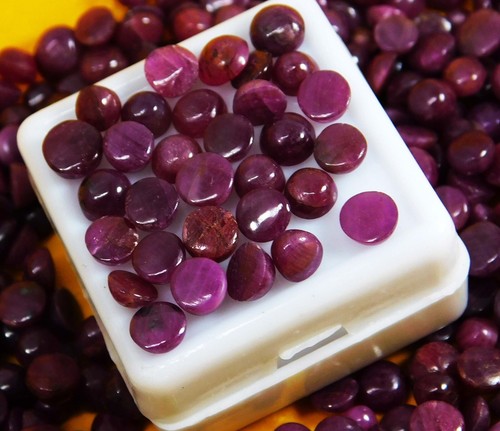 Natural African Round Red Ruby 100 Pcs+ Cabochon 5 x 4 mm Gemstones Real Lot - Picture 8 of 11