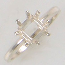 PRE-NOTCHED 7MM ANTIQUE CUSHION SOLITAIRE RING STERLING SILVER CR102SS