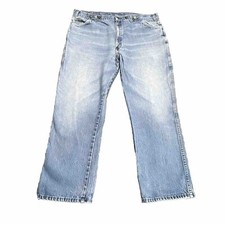 Vintage Saddle King Jeans Mens 44 Light Wash Blue Denim Workwear Made in USA