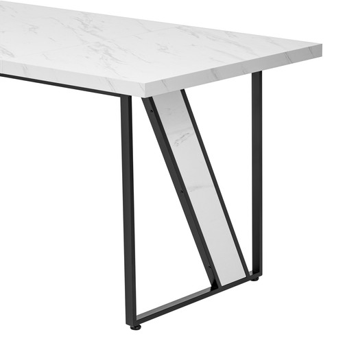 Esstisch 160x80cm Rechteckiger Marmormuster Küchentisch für 4-6 Personen schwarz - Bild 11 von 13