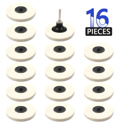 16PC 3'' Quick Change Felt Buffing Disc Roll Lock Type R Compressed Wool Wheel