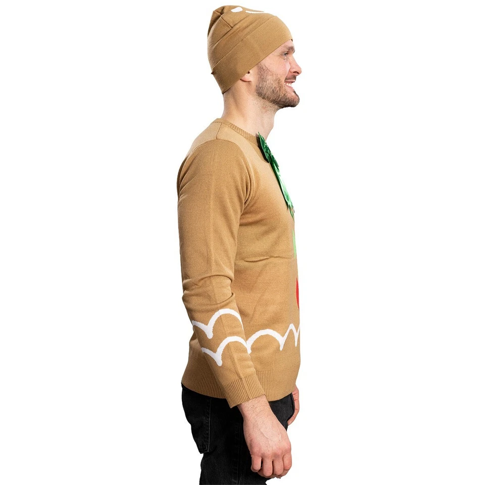 I Am Ginger Bread Man Halloween Juegos con disfraces Feo Navidad Suéter y Sombrero Conjunto Foto 3 de 4