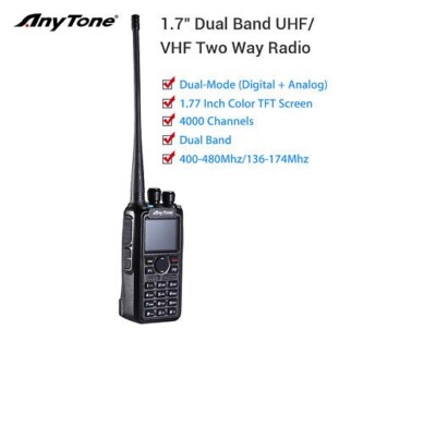 AnyTone AT-D878UV Plus 2m/70cm Dual Band Portable HT DMR w/ DVMEGA Hotspot