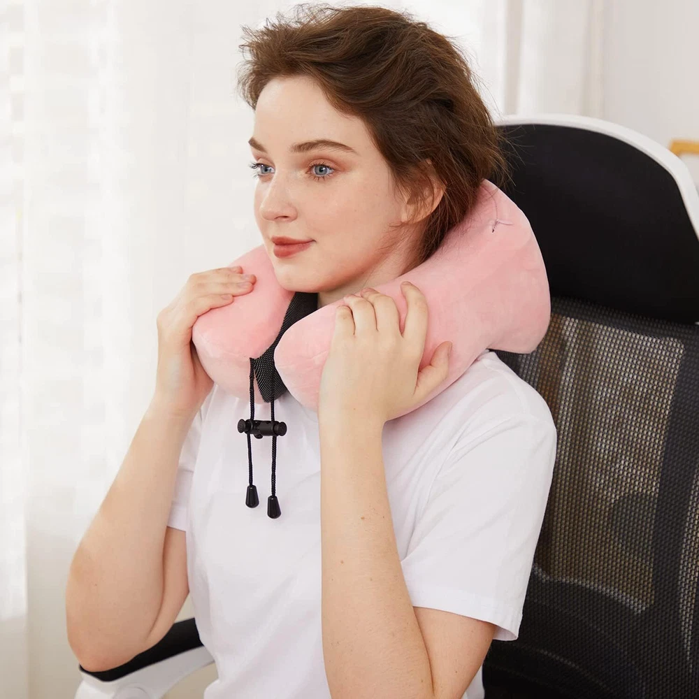 Travel Pillow, Best Memory Foam Neck Pillow Head Support Soft for Pink