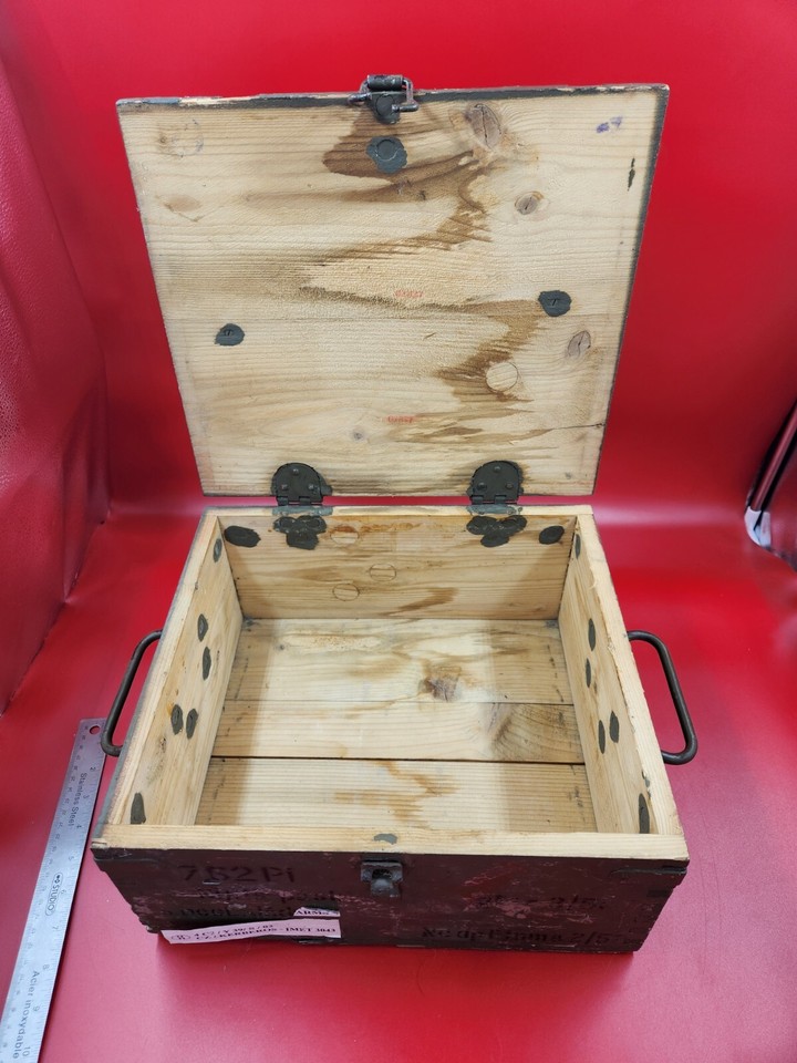 Vintage Wooden Military Ammo Box With Handles and Hinges Crate eBay