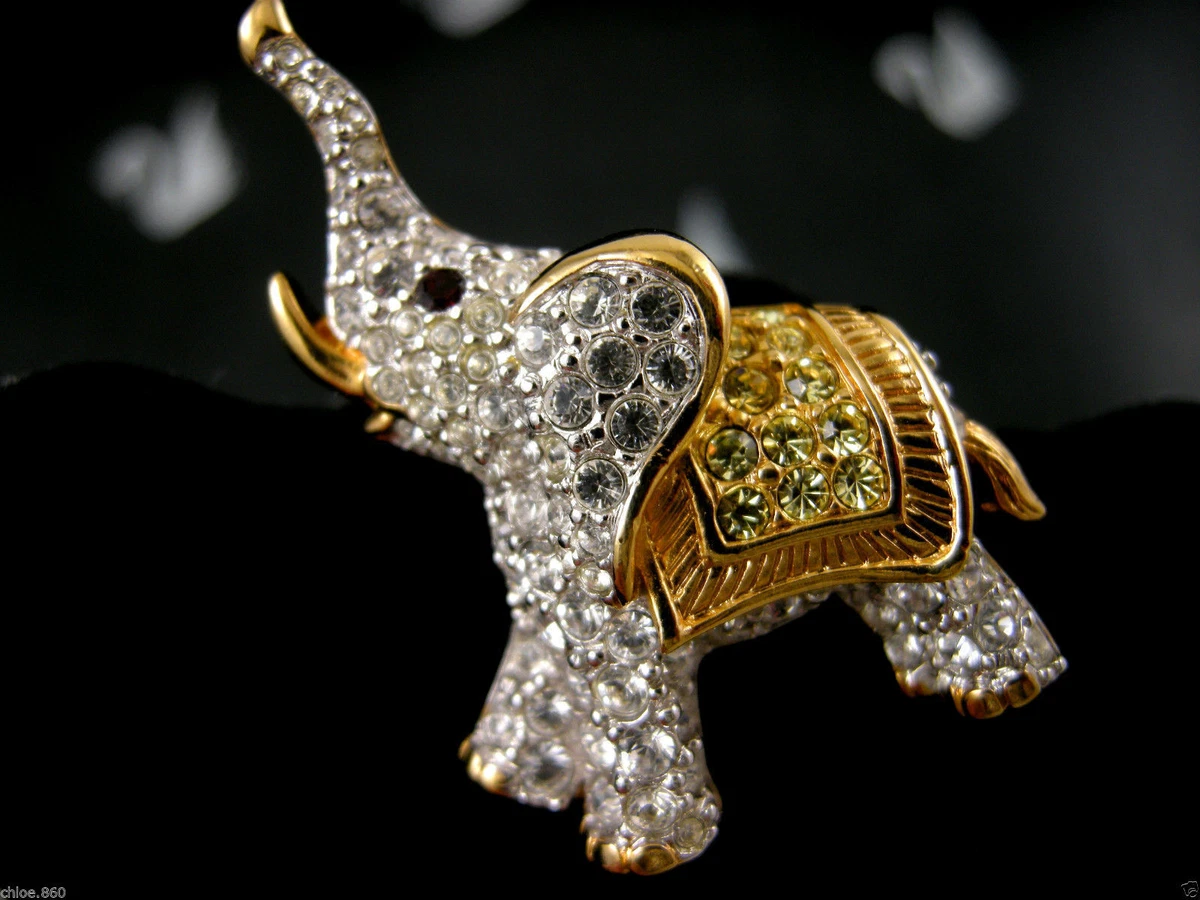 Swarovski crystal elephant brooch sale