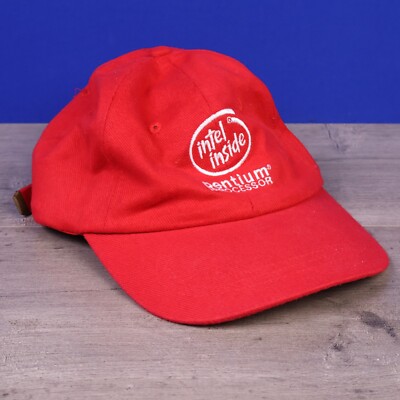 Vintage 90's Intel Inside Pentium Processor Hat Cap Red Dad