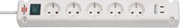 Brennenstuhl 1150660425 Steckdosenleiste Bremounta+Schalter, 5-Fach + USB-C, Wei