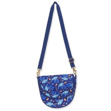 Laurel Burch Indigo Cats and Butterflies Canvas Flapover Crossbody Tote