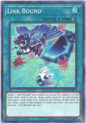 Yu-Gi-Oh Card - FLOD-EN063 - LINK BOUND (super rare holo) - NM/Mint