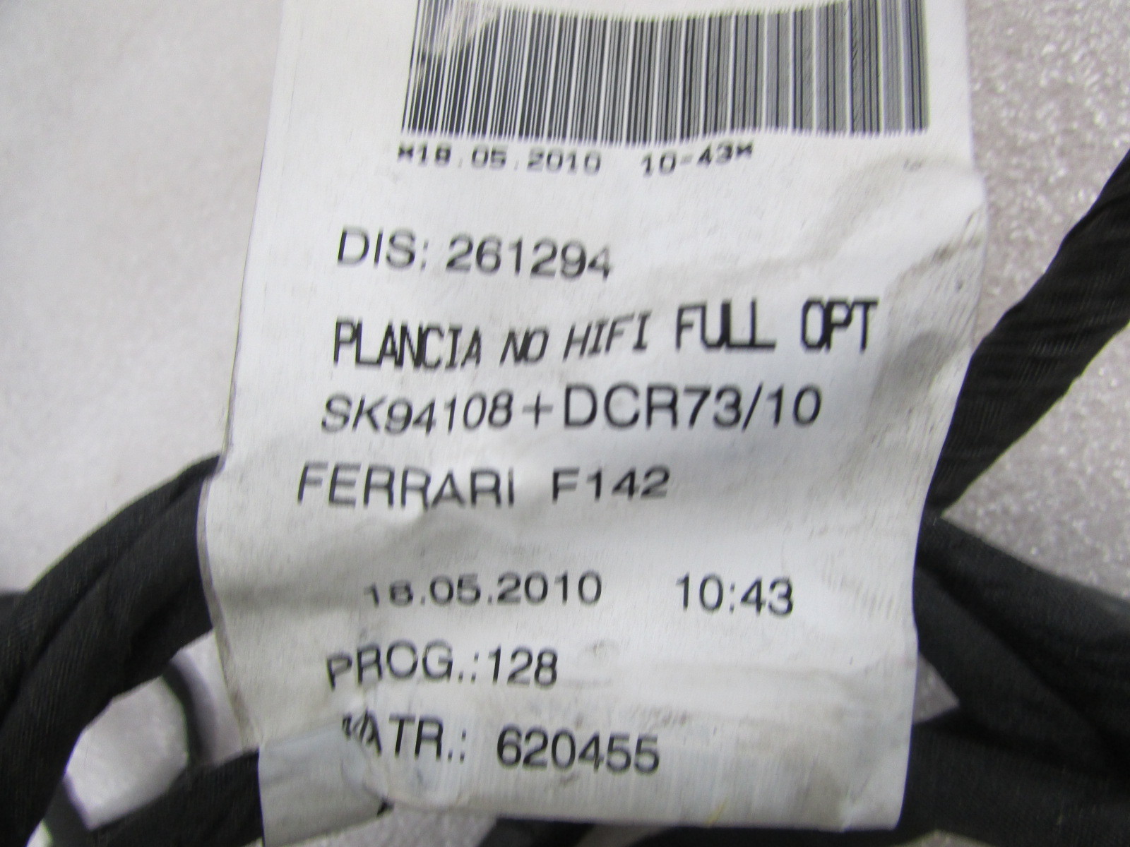 Ferrari 458 Italia, Main Dashboard Wiring Harness, Used, P/N 261294