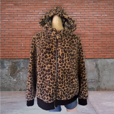 Calvin Klein Leopard Print Faux Fur 