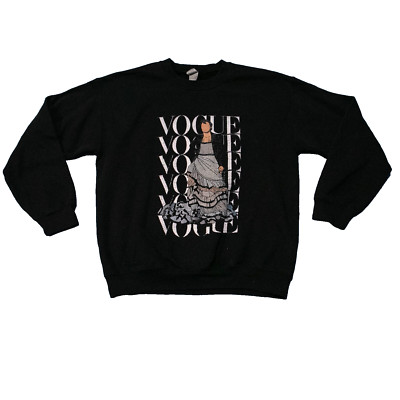 Harry Styles Vogue Crewneck Sweatshirt Black Size M Gildan Tag Graphic