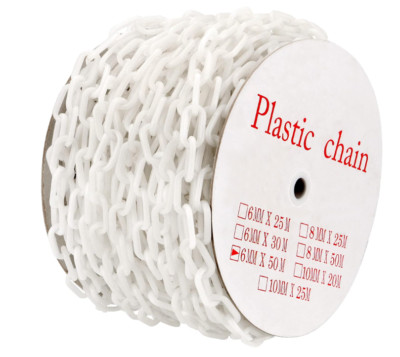 164Ft White Plastic Chain Links Crowd Control Barrier Lightweight Decor Line