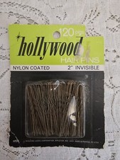 Vtg 1960s HOLLYWOOD HAIR PINS 120 Pack - 2" Invisible Nylon Coated Unopened