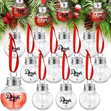 12 Pcs Christmas Booze Balls Fillable Booze Tree Ornament Clear Plastic Filla...