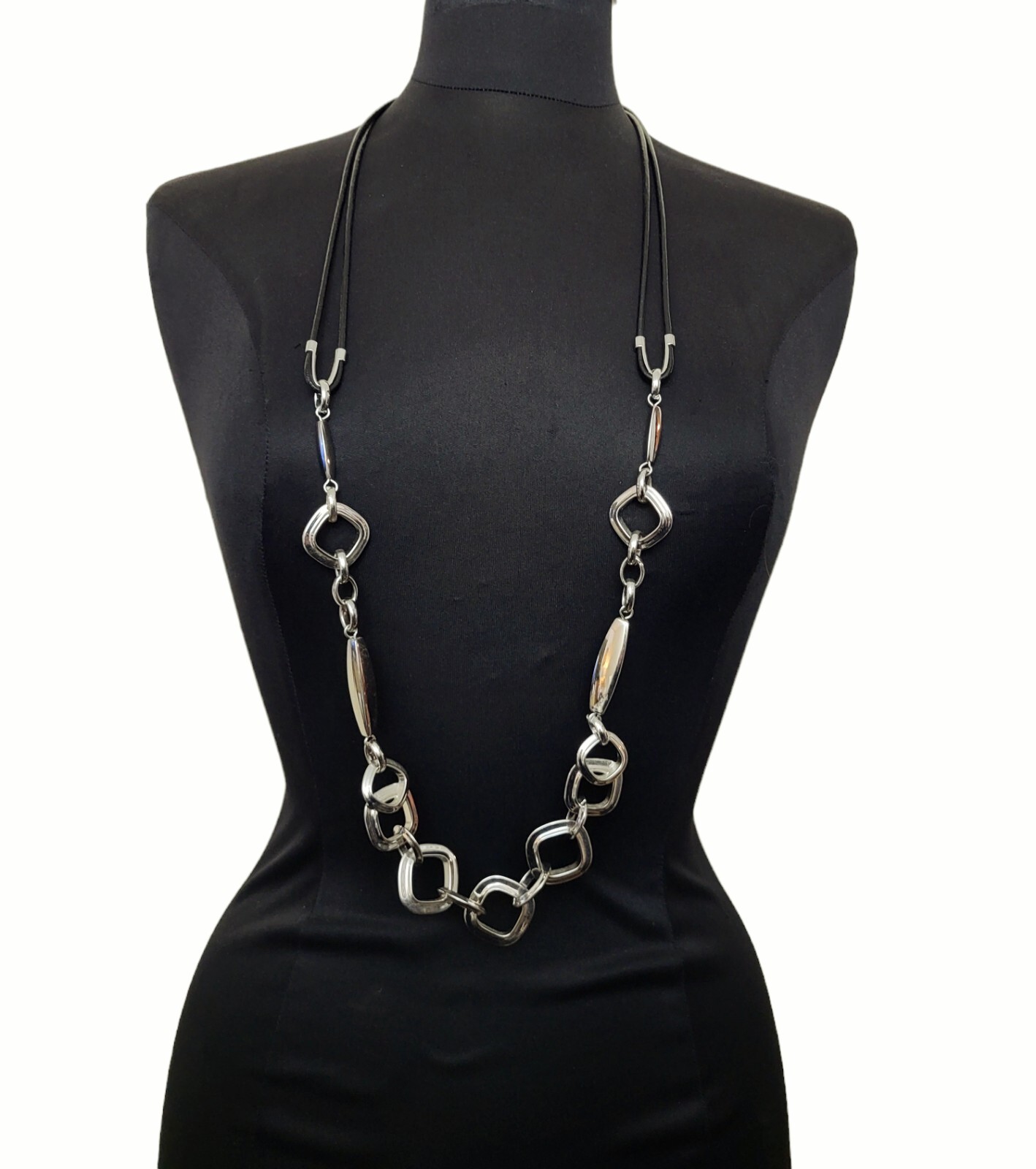 CHICO'S Statement Silver Tone Long Double Strand … - image 2