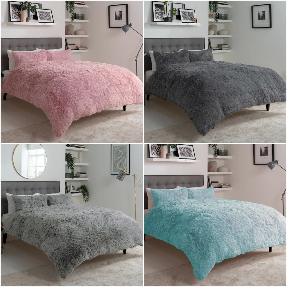 Snuggle Fluffy Fur Fleece Duvet Cover Alaska Teddy Thermal Warm Cosy Bedding Set