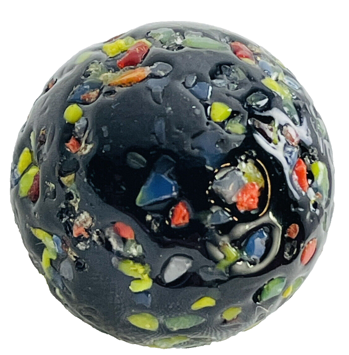 Glitter Bomb Glass Marble Black 16 mm Rough Surface Single