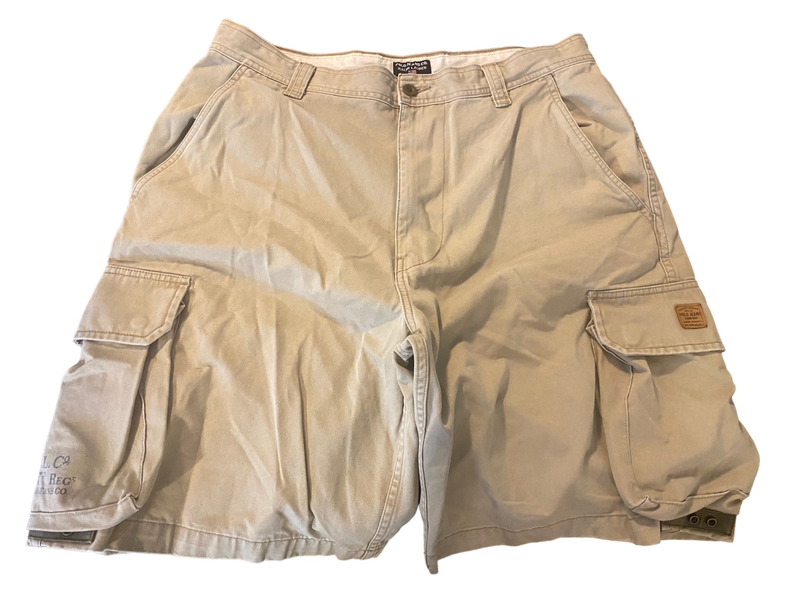 Polo Jeans Co. Ralph Lauren Men's Heavy Cotton Cargo Shorts Tan (Size