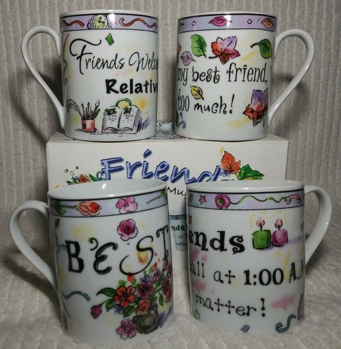 FRIENDS Coffee Mugs Mug Cups Home Essentials Set of 4 Porcelain Box Item RS22