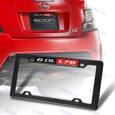 For 6.0L L76 Car Emblem with Carbon Look ABS License Plate Tag Frame Cover X1