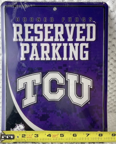 Neu versiegelt Texas Christian University TCU gehörnte Frösche reserviertes Parkschild - Bild 6 von 7