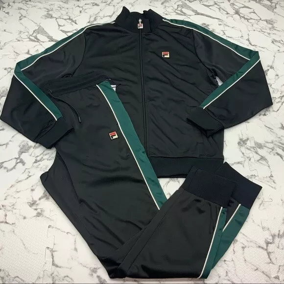 Men’s Fila Black | Green White Pipping Fashion Tracksuit