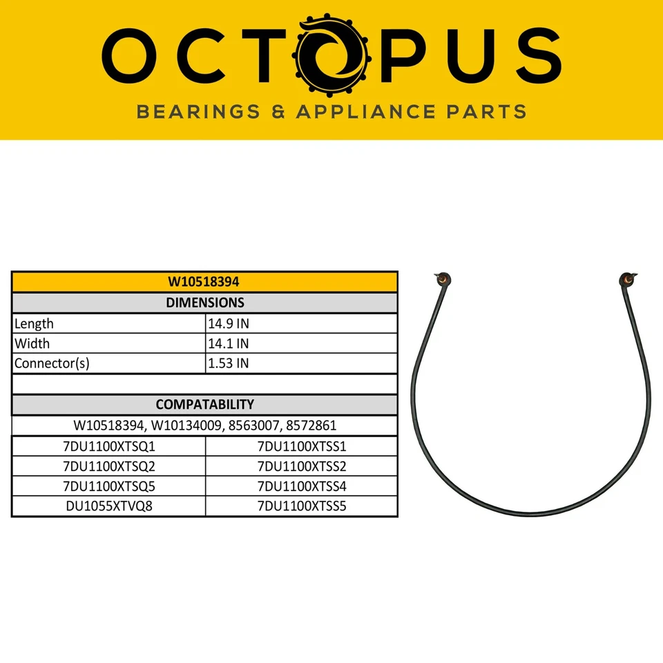 W10518394 Whirlpool 洗碗机 加热元件 AP5690151, W10134009, PS860087 — 第 4/4 张图片