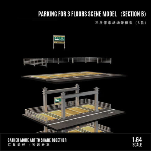 1/64 Diorama 3-stöckige Auto Garage Modell Stadt Straßenansicht Parkplatz Szene Modell - Bild 9 von 34