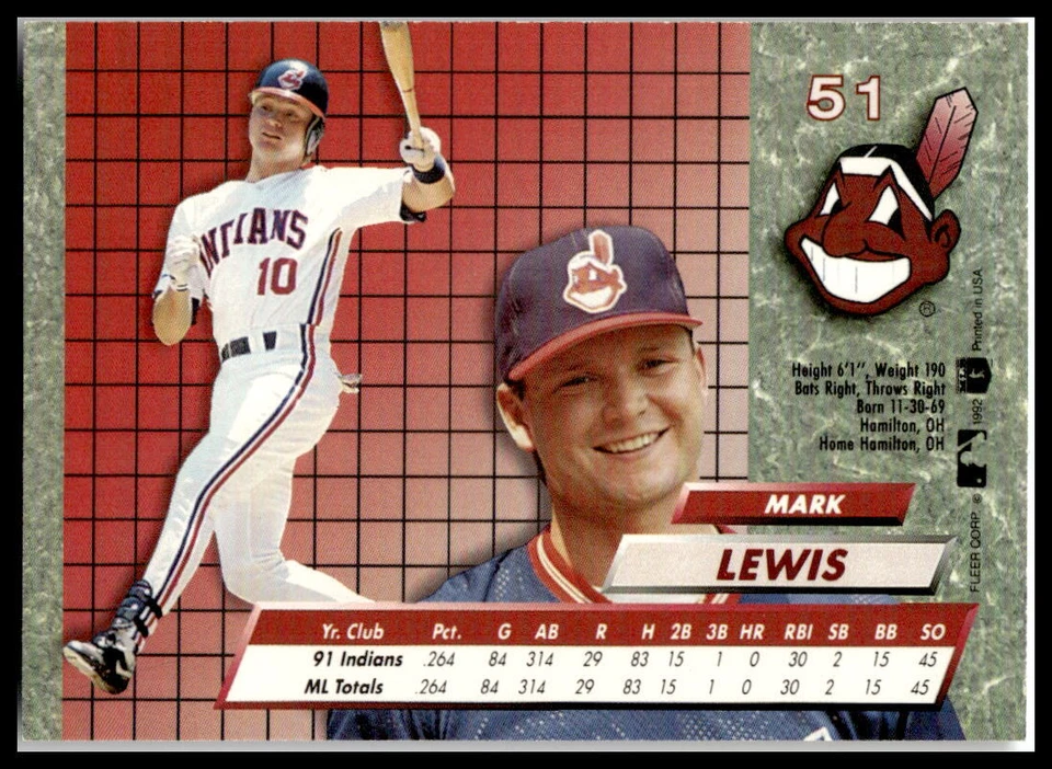 1992 Ultra #51 Mark Lewis Foto 2 de 2